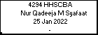 4294 HHSCBA Nur Qadeeja M Syafaat